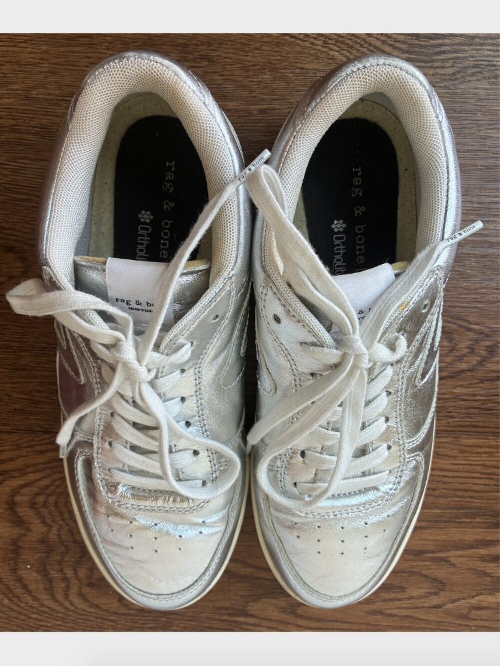 Rag & Bone Silver Retro Court Sneakers - US 8/ EU 38 - Picture 8 of 10
